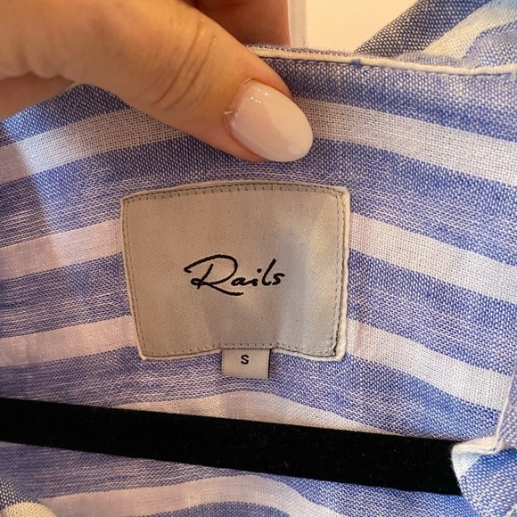Rails white and blue Savannah Juneau Stripe linen shirt small or medium - Picture 5 of 13